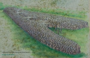 Illustration of the likely construction and appearance of the Clontygora Court Tomb